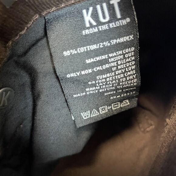 Kut From The Kloth Diana Brown Relaxed Fit Skinny Corduroy Pants Size 16W - Picture 3 of 6